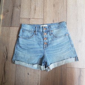 Madewell high rise denim shorts, button-up fly